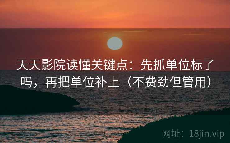 天天影院读懂关键点：先抓单位标了吗，再把单位补上（不费劲但管用）  第2张