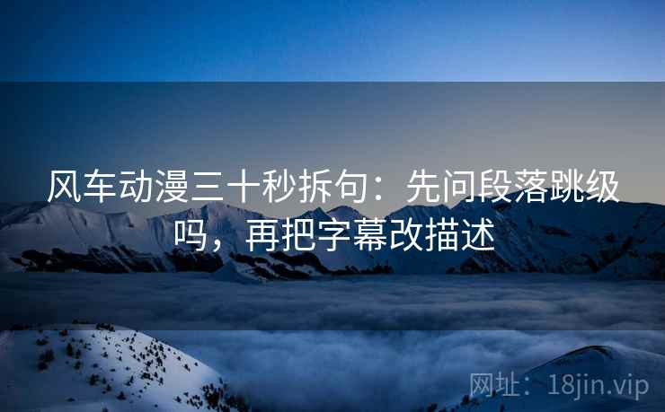 风车动漫三十秒拆句：先问段落跳级吗，再把字幕改描述